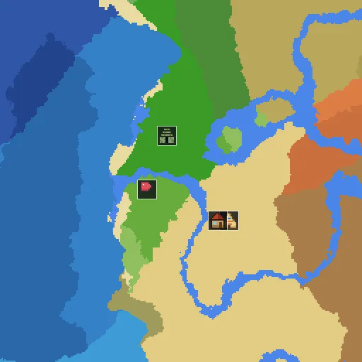Map of seed 206603283215441995: desert pyramid and jungle temple