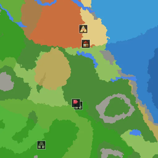 Map of seed -5180256646982845524: desert pyramid and jungle temple